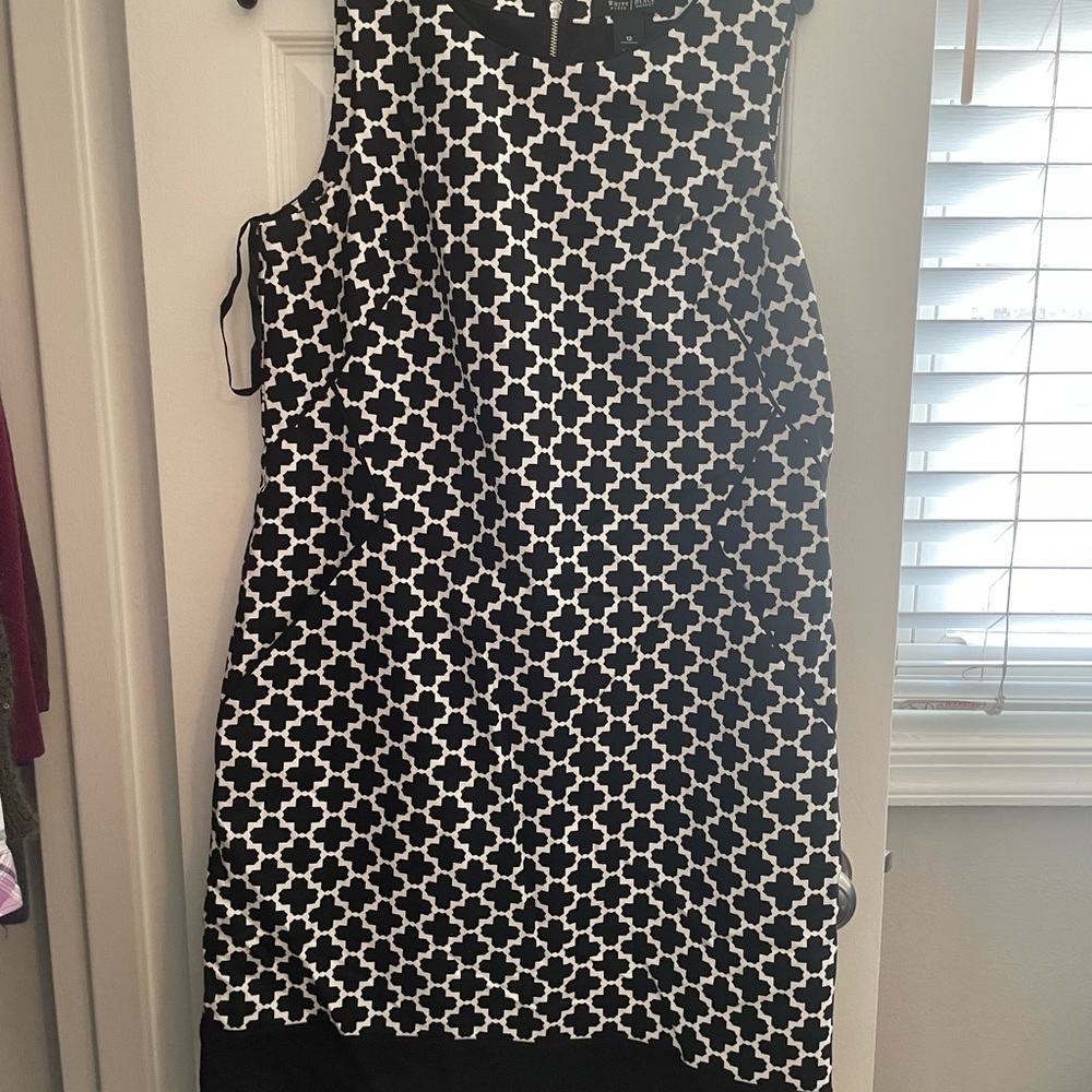White House Black Market Geometric Black and White Mini Dress